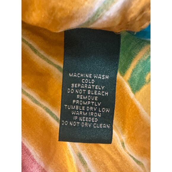 Lauren Ralph Lauren Colorful Tie Dye Bohemian Petite Vacation Button Down Shirt - Picture 5 of 10